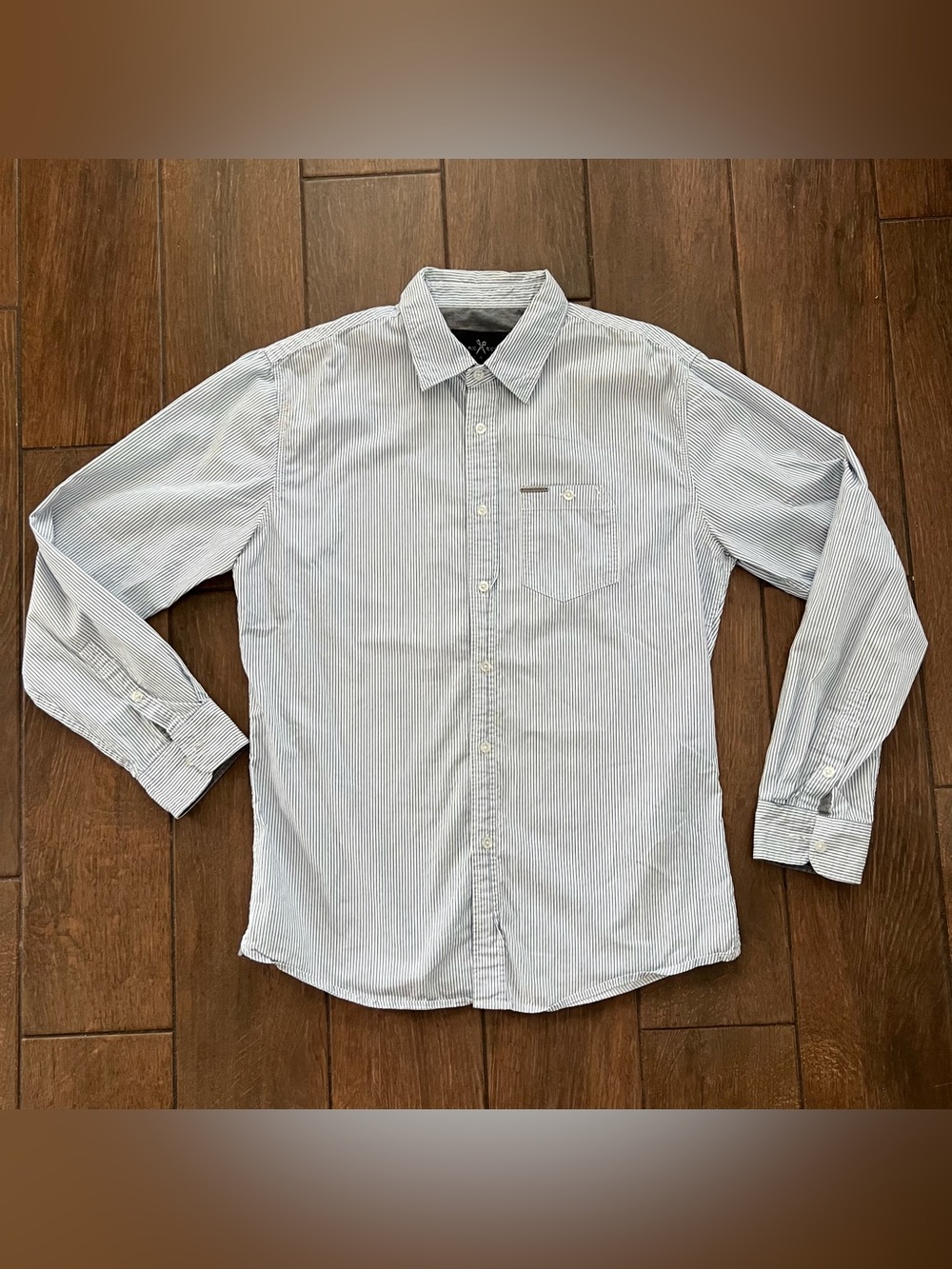 Marc Ecko Cut & Sew Long Sleeve Striped Button Down Men's Shirt size L